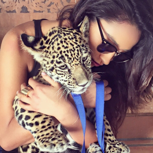 Девушка с котёнком-леопардом на руках