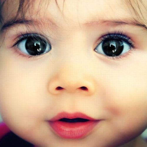 Лицо ребенка с большими черными глазами