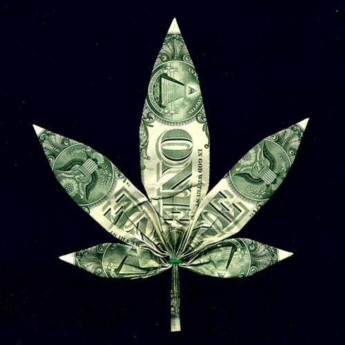 Конопляный листок из долларовой купюры